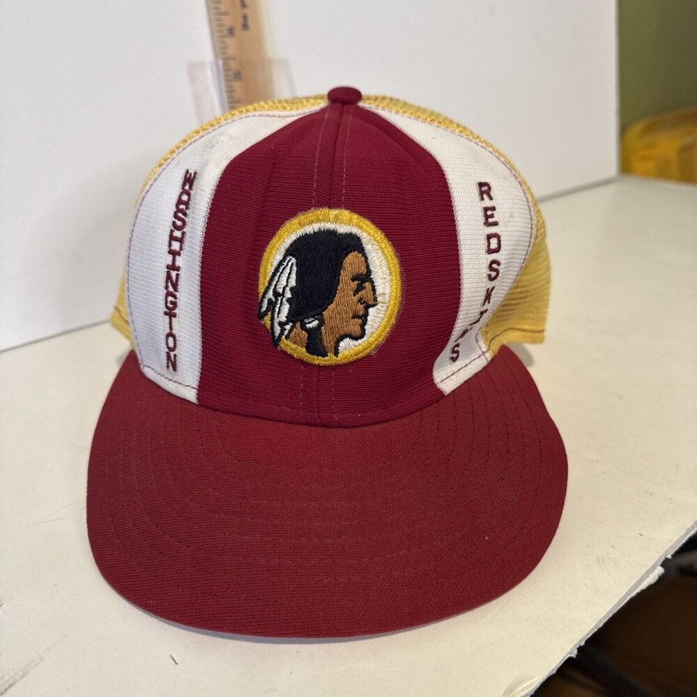 Vintage 80s Washington Redskins NFL Trucker Hat Adult Made In USA Lucky Stripe